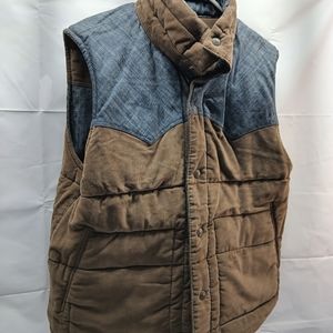 Levi's brown corduroy and denim reversible vest size large